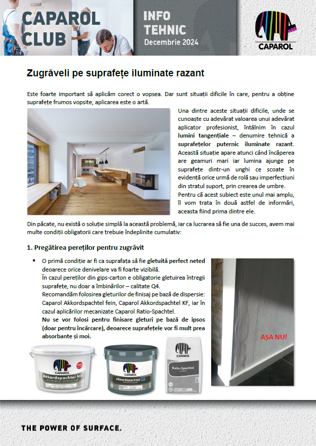 Zugrăveli pe suprafețe iluminate razant